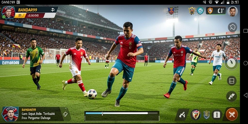 Tampilan gameplay yang seru dalam pertandingan sepak bola.
