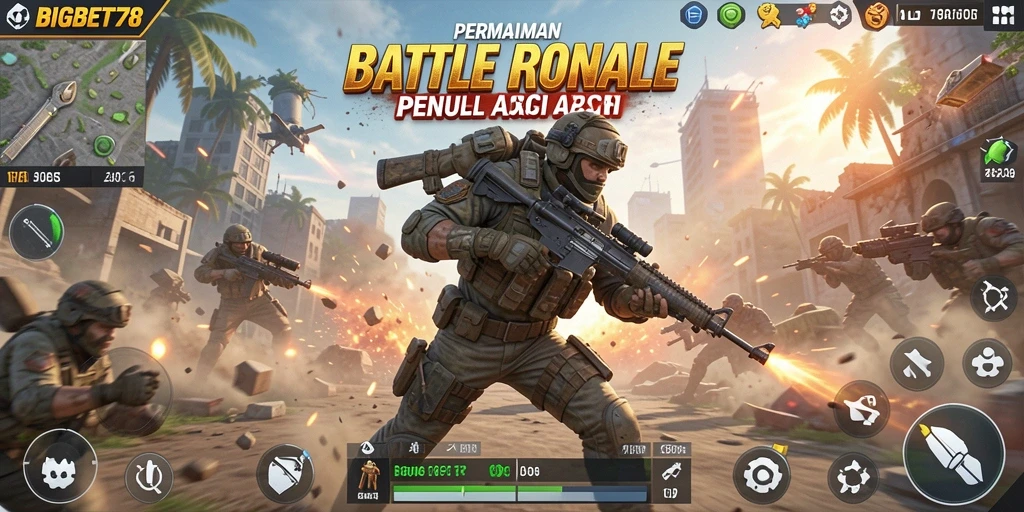 Tampilan gameplay seru dari BIGBET78 saat bertarung di arena Battle Royale.