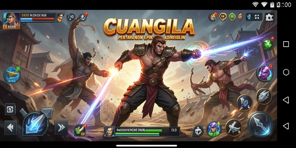 Screenshot CUANGILA menampilkan karakter bertarung dengan efek visual spektakuler.