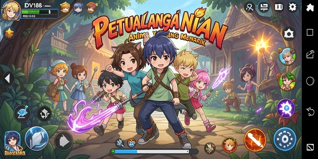 Screenshot gameplay DV188 yang menampilkan aksi karakter Anime.