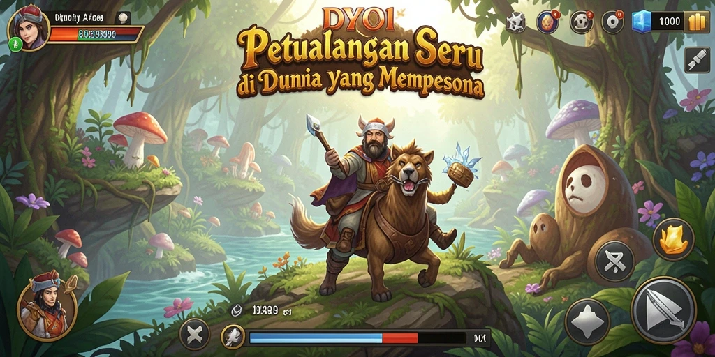 Gameplay DYO1 menampilkan eksplorasi lingkungan yang kaya dan interaksi karakter.