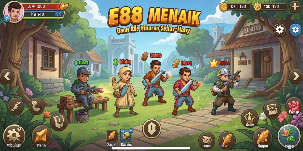 Screenshot E88 menunjukkan gameplay Idle yang menarik dan penuh warna.