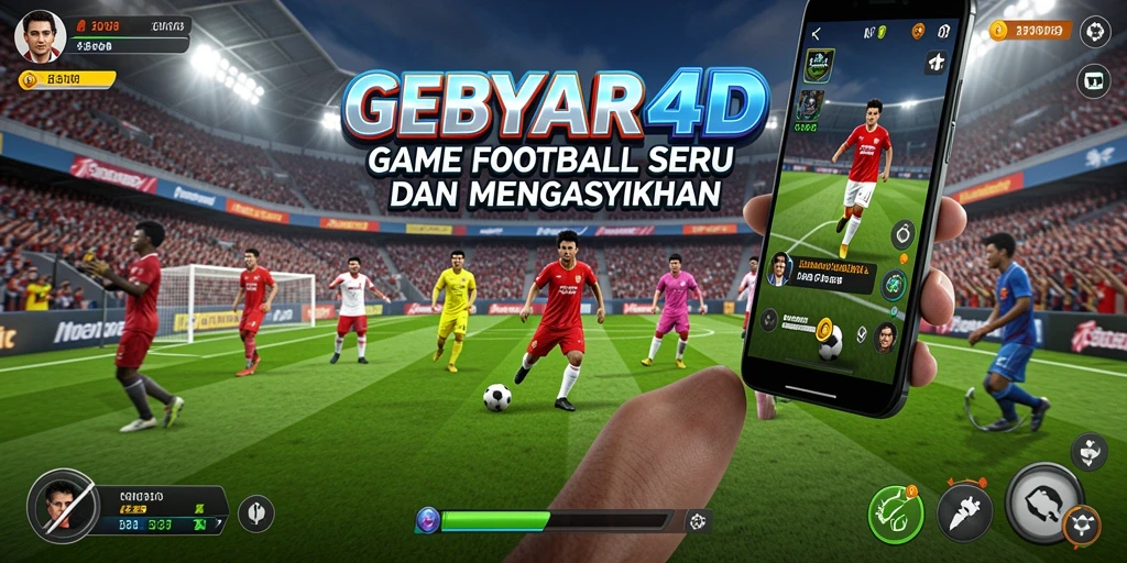 Tampilan gameplay seru di GEBYAR4D saat mencetak gol di lapangan.