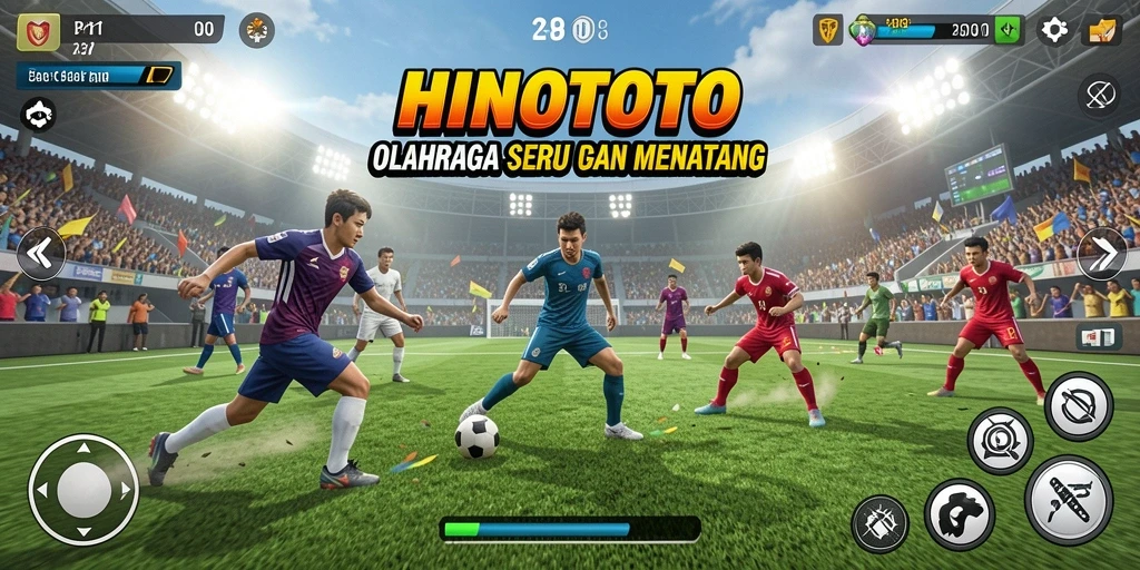 Screenshot momen seru dalam permainan HINOTOTO yang menggambarkan aksi olahraga.