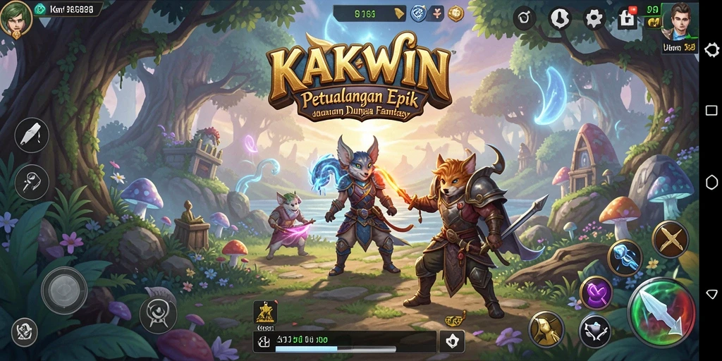 Screenshot KAKWIN menampilkan aksi seru dalam pertempuran RPG.