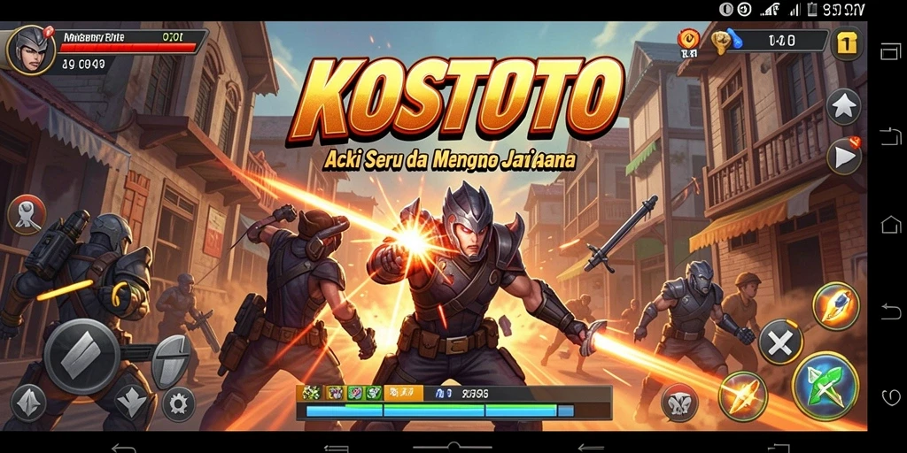 Screenshot KOSTOTO menunjukkan karakter dalam aksi menegangkan di tengah pertempuran.