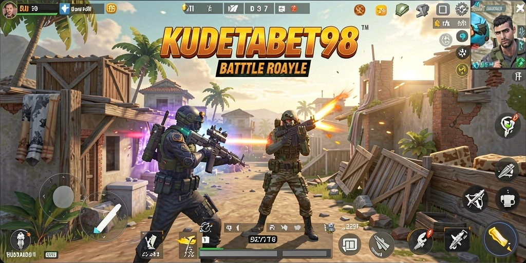 Tangkapan layar KUDETABET98 menampilkan pertempuran seru di arena Battle Royale.
