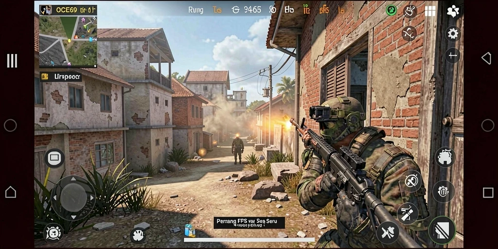 Tampilan seru gameplay OCE69 dengan aksi tembak-menembak intens.