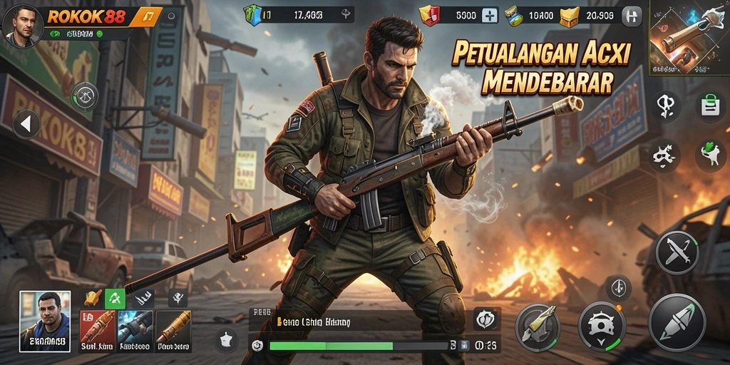 Screenshot ROKOK88 menunjukkan aksi mendebarkan dalam pertempuran.