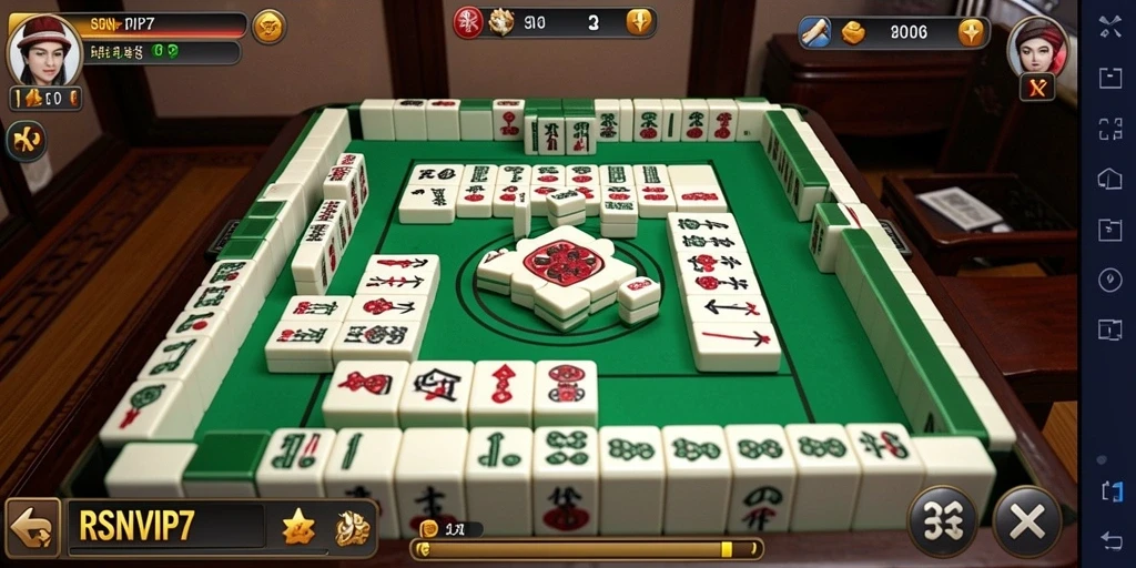 Tangkapan layar utama RSNVIP7 menampilkan aksi permainan Mahjong yang menarik.