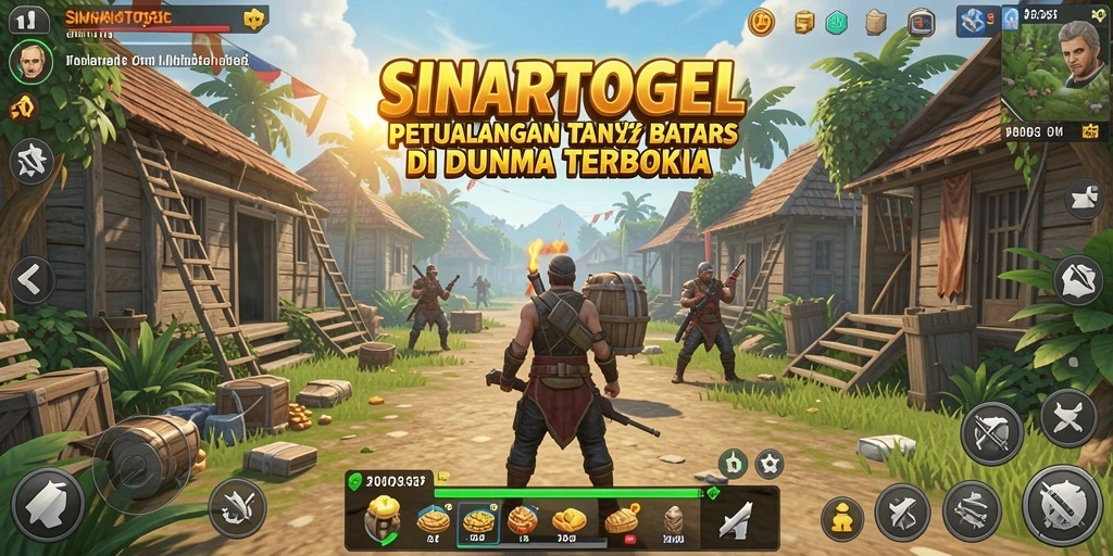 Screenshot utama SINARTOGEL menampilkan dunia terbuka yang indah dan interaksi dinamis.