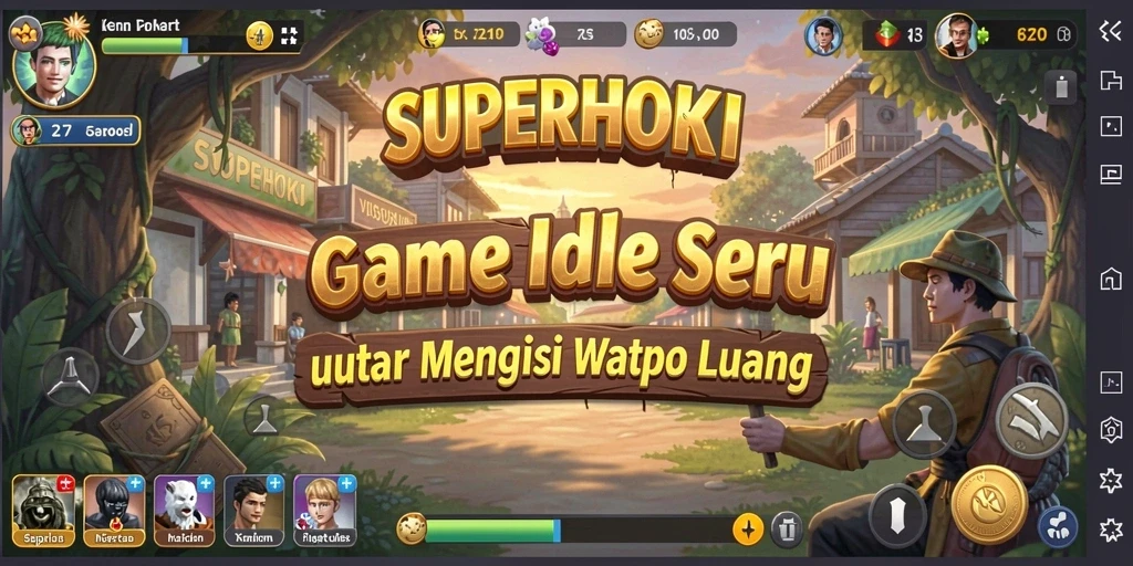 Tampilan gameplay <strong>SUPERHOKI</strong> yang memukau dengan karakter yang aktif.