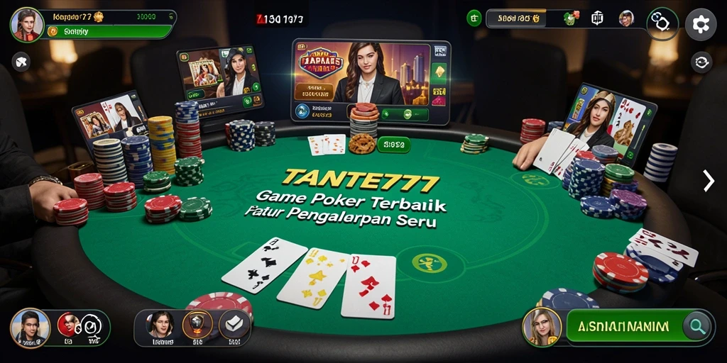 Screenshot TANTE777 menampilkan aksi mendebarkan dalam permainan Poker.